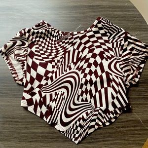 Brown and white cropped top